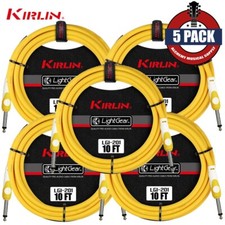 5-PACK Kirlin 10 FT Guitar Instrument Patch Cable YELLOW Free Cable Tie 1/4" NEW