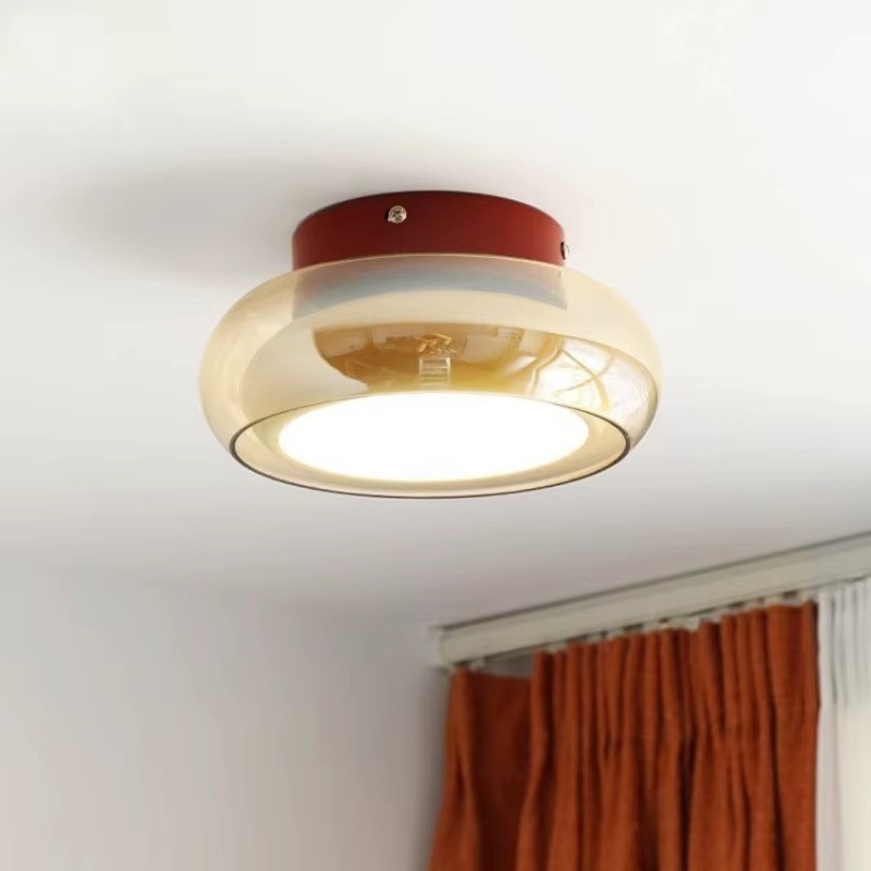 Applique murale LED design verre soufflé ambré pour couloir