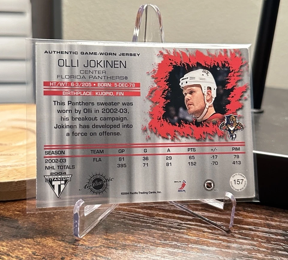 Olli Jokinen 2003-04 Pacific Titanium Authentic Game-Worn Jersey #’d /875 - #157 - Image 2 of 2