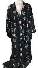 Vintage Kimono Japan Kyoto Sen'i Unisex black Robe boho festival loungewear 59