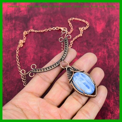Copper Kyanite Gemstone Chain Birthday Wire Wrapped Anniversary Gift Necklace