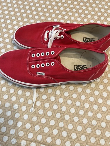 Vans Off The Wall Sneakers Red Canvas Low Top Round Mens US 11 - Imagen 3 de 7