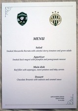 Ludogorets v Ferencváros UEFA League Europa 2019 official dinner menu