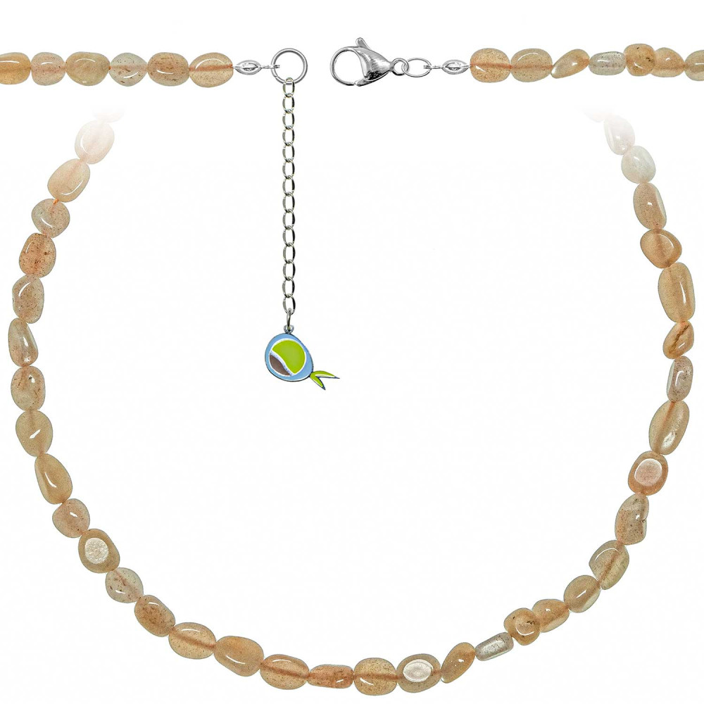Collier en pierre de soleil véritable avec perles baroques polies de qualité supérieure