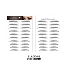 1 Sheets Eyebrow Tattoo 148mm 210mm Fake Eyebrows Sticker 6D Black