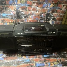 JVC PC-V2 Boombox CD Player AM/FM Cassette Auto Reverse Black
