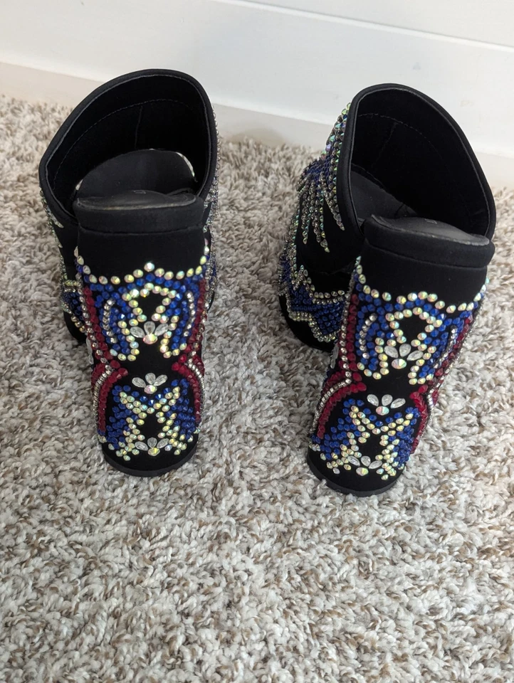 Sandalias de plataforma AZALEA WANG rojas Cici con joyas tacón bloque para mujer talla 8,5 florales Foto 4 de 4