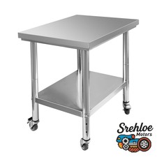 30x36x34 Inch Stainless Steel Work Table 3-Stage Adjustable Shelf with 4 Wheels