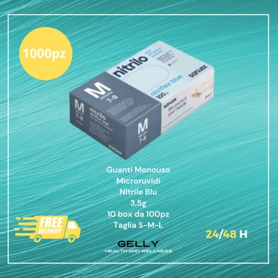 SANTEX 3,5g MICRORUVIDI 1000 STÜCK BLAUE EINWEG NITRILHANDSCHUHE GR. S/M/L