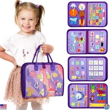 Montessori Busy Board for Toddlers - Educational Sensory Travel Toy 3-5 Years