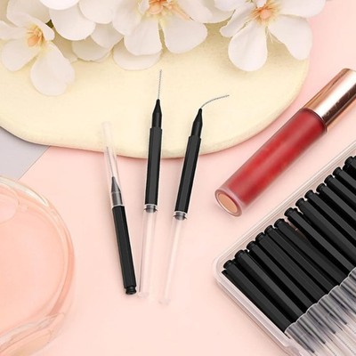 50Pcs Micros Eyebrow Brush with Caps Brow Lamination Brush Spoolie for Brow