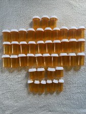 Lot of 43 Empty Plastic Amber RX Pill Prescription Medicine Bottles For Crafts