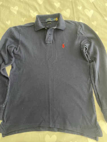 Ralph Lauren Navy Slim Fit Long Sleeved Polo Shirt Size S