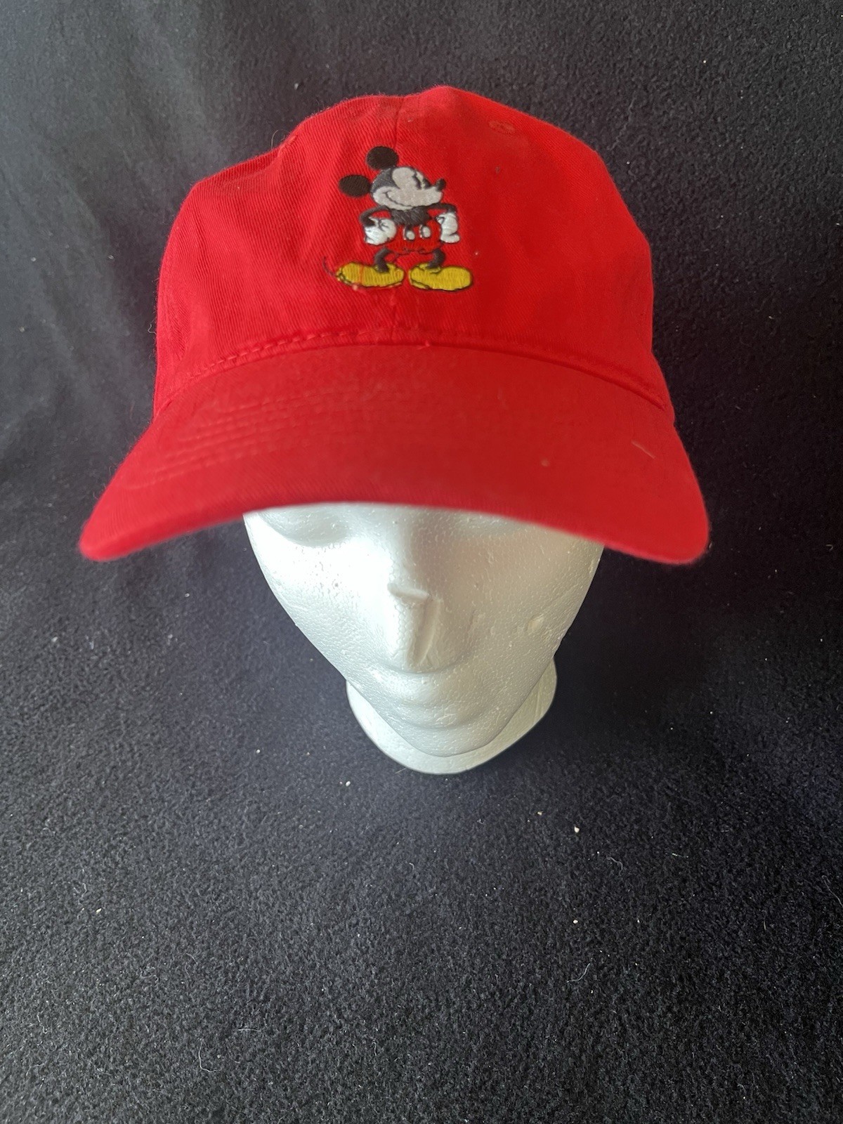 Disney Mickey Mouse Solid Red Hat Baseball Cap RN… - image 1