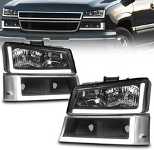 Headlight Assembly Led DRL Compatible for 2003-2006 Chevy Silverado 1500 1500 HD