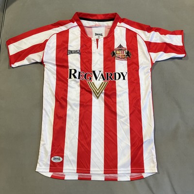 Lonsdale- Sunderland 2005/07 Home Jersey- Red & White Striped Soccer Jersey- YL