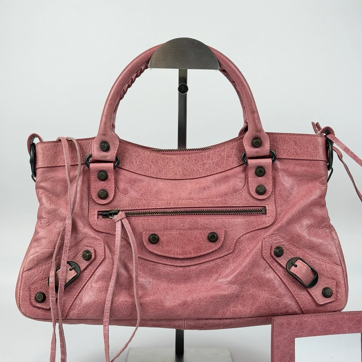 Auth Balenciaga The First 2Way Handbag Pink Leather Shoulder Bag