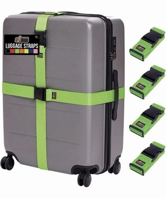 4 GORILLA GRIP Heavy Duty Adjustable Luggage Straps for Suitcases Easy Secure