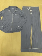Gap Body Pajama Set Medium Blue Soft Top Pants 