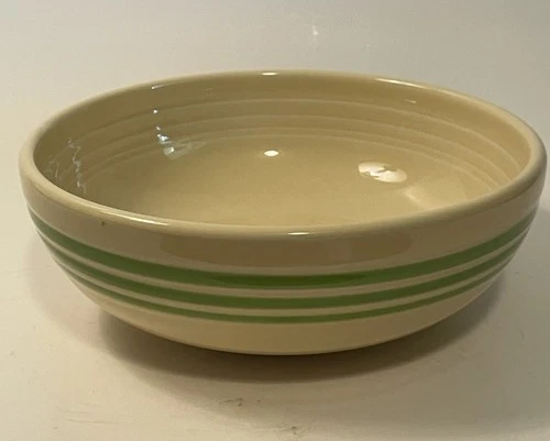 Fiesta HLCCA Green Stripe on Yellow Bistro Pasta or Rice Large Bowl USA 7.5"