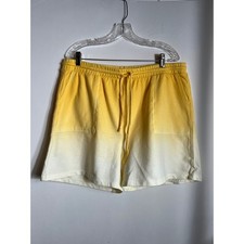Zenana Yellow Ombre Cotton Drawstring Shorts Plus Size 3X TPW-5154X