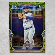 Jose Peroza 2023 Bowman Chrome 1st Prospects Yellow Lunar Crater Refractor #d/75