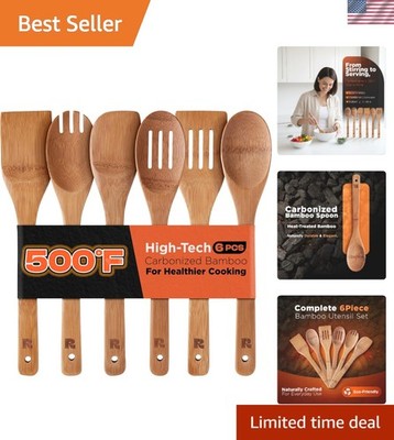 Organic Nonstick Bamboo Utensils Set - 6 Essential Tools for Every Kitchen