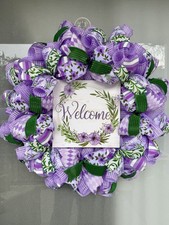 Lavender Floral Welcome Wreath, 25 Inches In Diameter