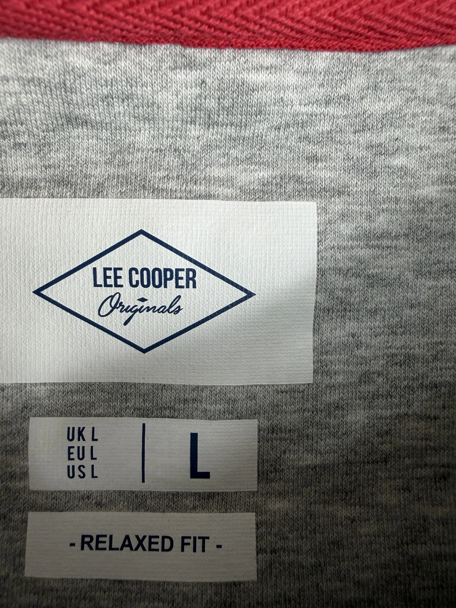 Lee Cooper Originals Gris Logo Estampado Pullover Cuello Redondo Polar Sudadera L