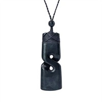 81Stgeneration AnhäNger Halskette Maori Toki Geschnitzte Schwarze Nephrit-Jade