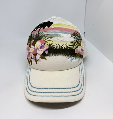 Roxy Trucker Cap Women s One Size Beach Floral White Adjustable Snapback Cap Hat