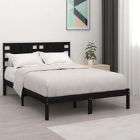 Massivholzbett Kiefer 200X200 Cm Schwarz – Bettgestell Aus Massivem Holz