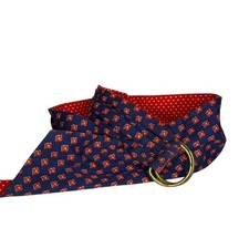 Vintage Collard Red and Blue Preppy Polka Dot Tie Ribbon Belt 41in