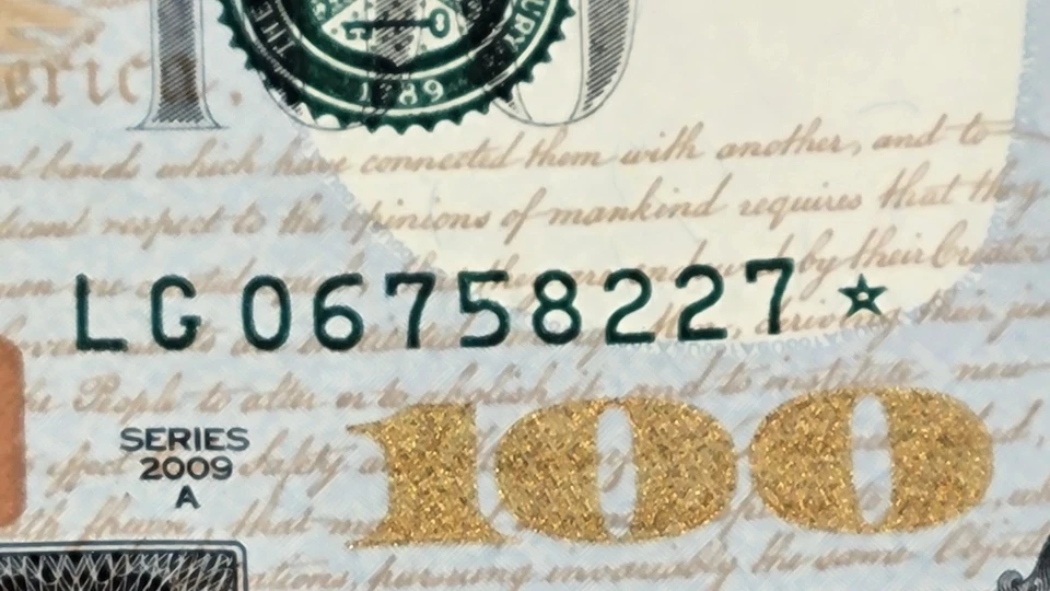 2009 A $100 dollar bill ⭐️STAR NOTE⭐️ Series 2009A Serial #LG 06758227 NICE! - Image 2 of 4