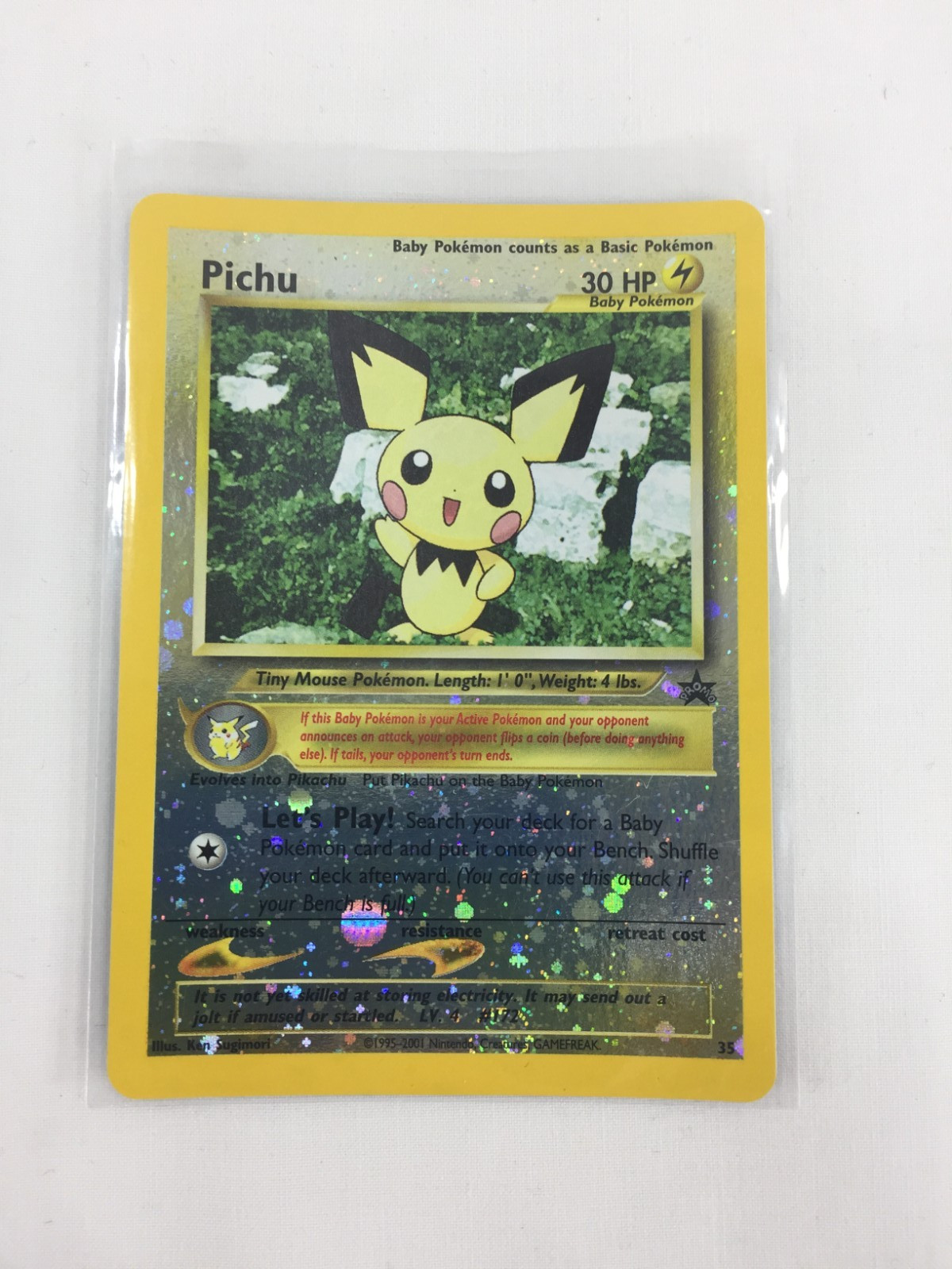 2001 Pokemon Black Star Promo Reverse Holo Card 35 Pichu NM Unplayed
