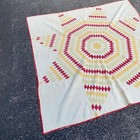 Vintage Handmade Lone Star Quilt Red Yellow White Patchwork Blanket 69x68 — photo 2
