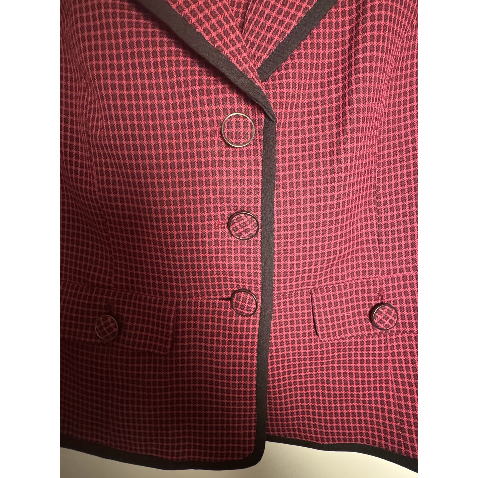 Le Suit Women's Pink Contrast Trim Printed Skirt Suit NWT Size 14P