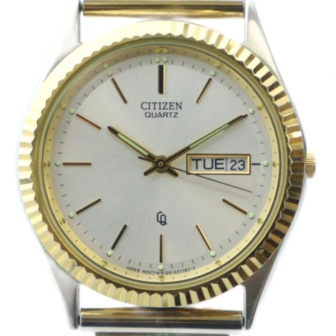 CITIZEN 6100-K09311 Gold Day Date Men's Quartz Watch From JAPAN