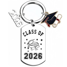 Graduation Keychain Unique Class of 2026 Key Chains Stainless Steel Keyring F...