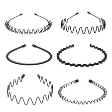 Black Metal Waved Style Sports Durable Non-slip Hairband Unisex Headwear Men