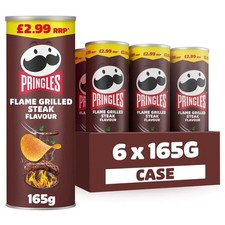 Pringles Flame Grilled Steak Crisps 6 x 165g PMP Tubs