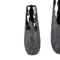 Deko Vase Anthrazit Konisch Rund H. 28Cm Silber Grau Keramik Formano