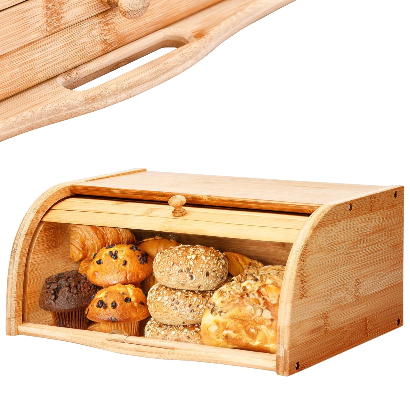 2 Lb. Depot Breadbox for Kitchen Countertop - Vintage-Style Bamboo Bread Box ...
