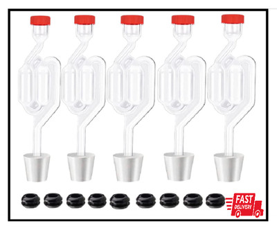 5Ct. S - Shape Airlock with # 6 Stopper 5Pcs& Grommets 10Pcs,Bubble Fermentation
