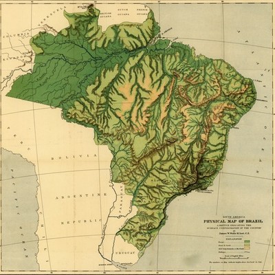 Vintage Maps - Physical Map of Brazil, the Amazon and Its Tributaries - Print