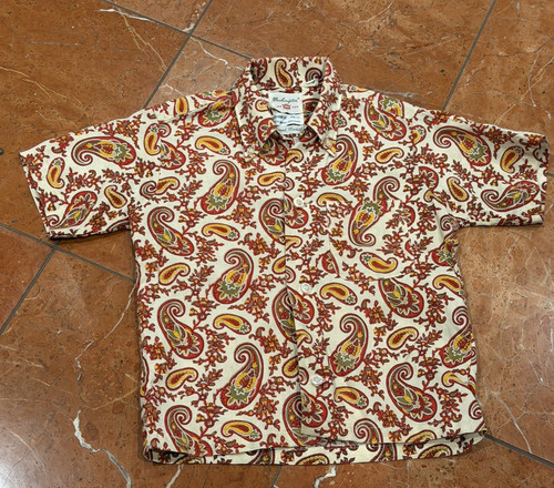 WASHINGTON DEE CEE VINTAGE RED PAISLEY TAPERED MODEL BUTTON DOWN SHIRT BOY 6X EU