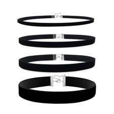 PINCHUAN 4PCS Black Choker Necklace for Women Velvet One Size, black