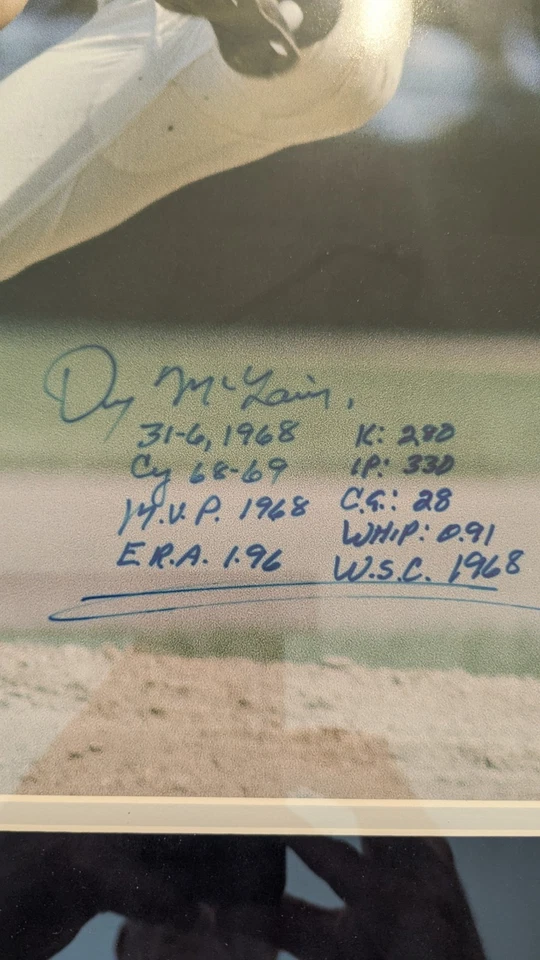 DENNY MCLAIN Autograph + Inscriptions 26x22 Framed Photo Detroit Tigers  - Image 4 of 4