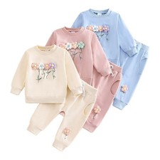 Baby Girls Outfit Cute 2-Piece Elastic Waistband Sweatshirt With Pant Pockets