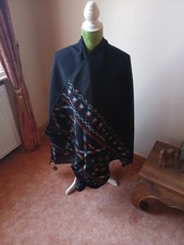 Poncho Cape Damen Ethno Azteken Muster Schwarz One Size